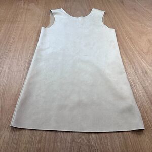Zara Faux Suede Shift Dress Beige Sleeveless Low Back Minimalist Womens M